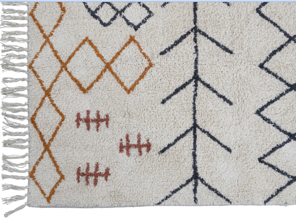 Rug Cotton Tufted Abstract Design Rug With Fringe 3' x 5'