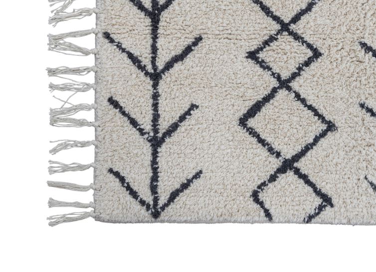 Rug Cotton Tufted Abstract Design With Fringe 2' X 3'