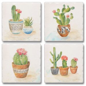 Tumbled Tile Assorted 4pk (Cactus Garden)