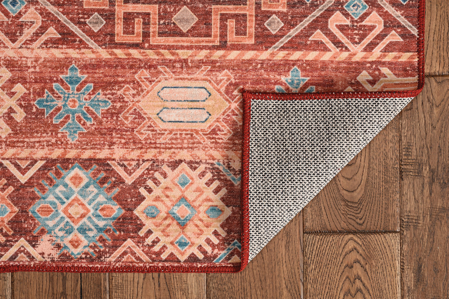 Rug Washable Devlin Red & Ivory 5' x 7'