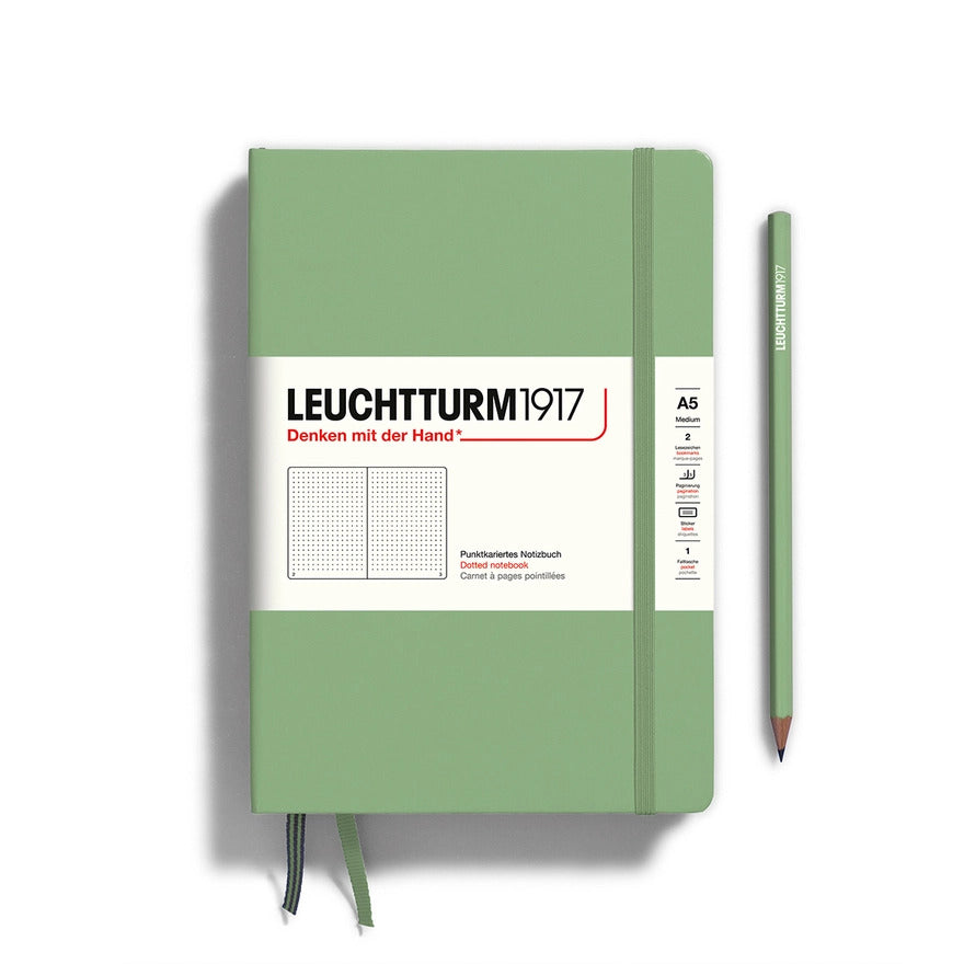 Notebooks - Medium (A5) Sage Hardcover Dotted