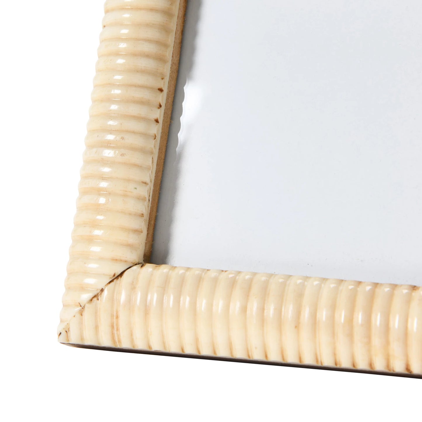 Frame Hand Carved Bone Ribbed Natural Holds 4" x 4"