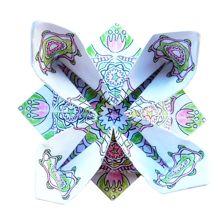 Kids Coloring Origami 15cm x 15cm Lotus Mandala