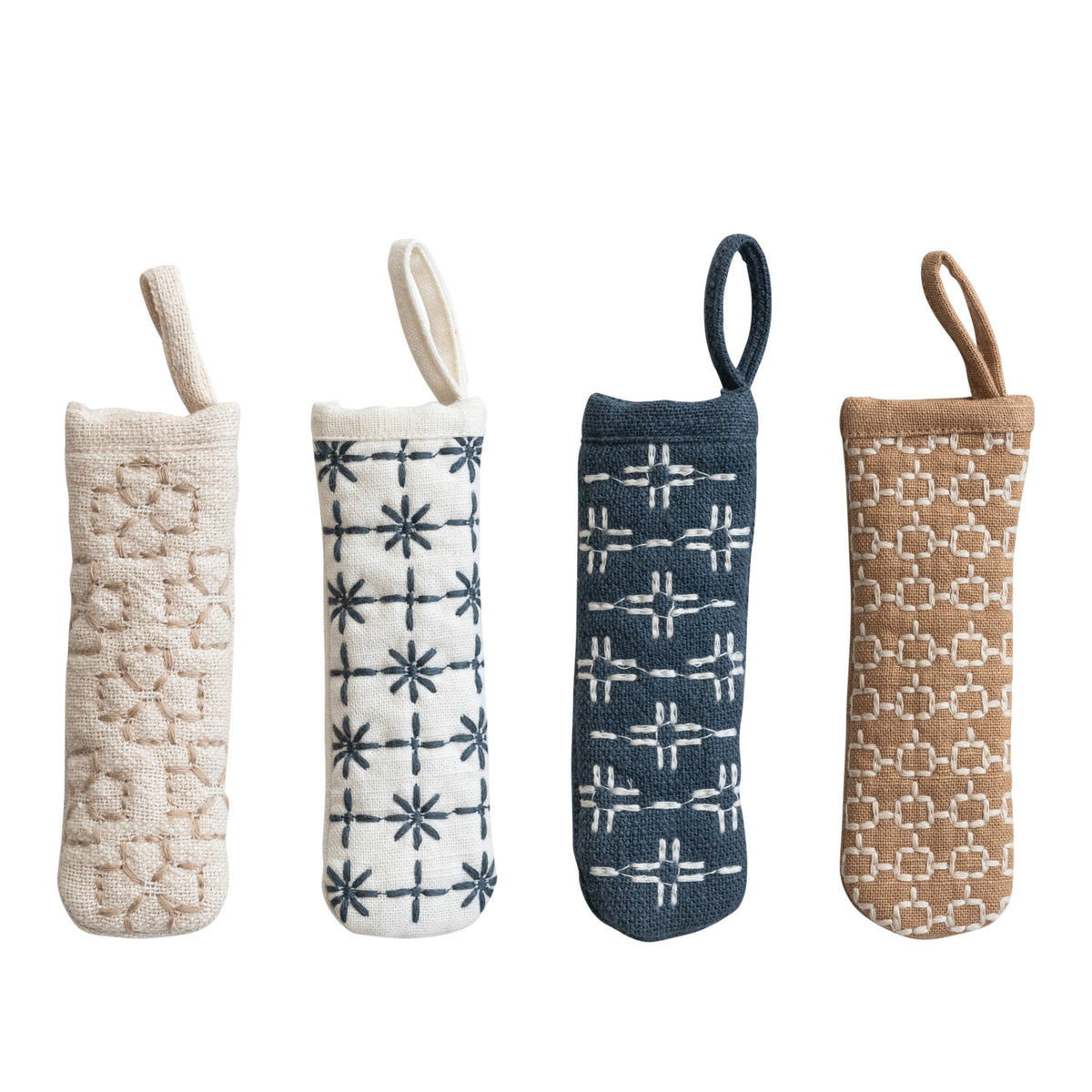 Cotton Pot Handle Cover with Embroidered Pattern & Loop (4 Styles)