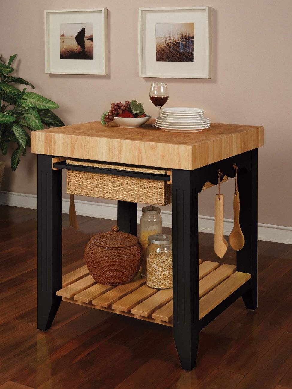 Kitchen Island Color Storey Black Butcher Block Top 30 X 30 X 36.25