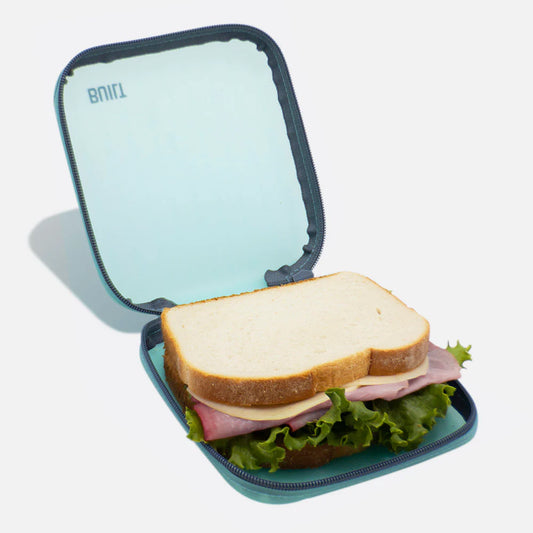 Silicone Lunch Bag - Sandwich Cube - Blue Tint (Sandwich not included)
