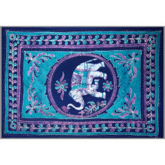 Tapestry Single Size White Elephant Batik Blue/purple