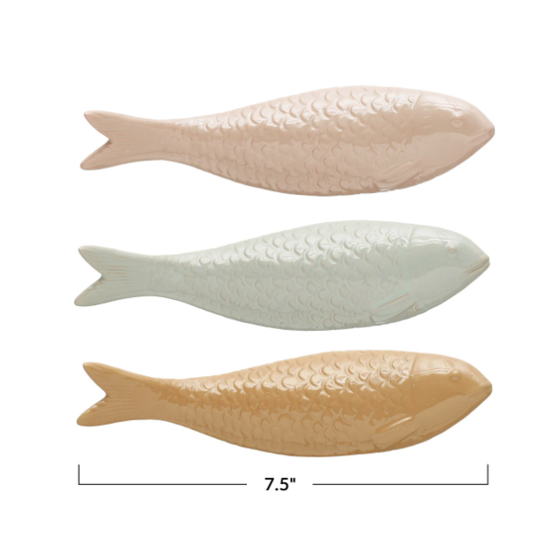 Decorative Fish Ceramic Available In Three Colors 7.5" Long