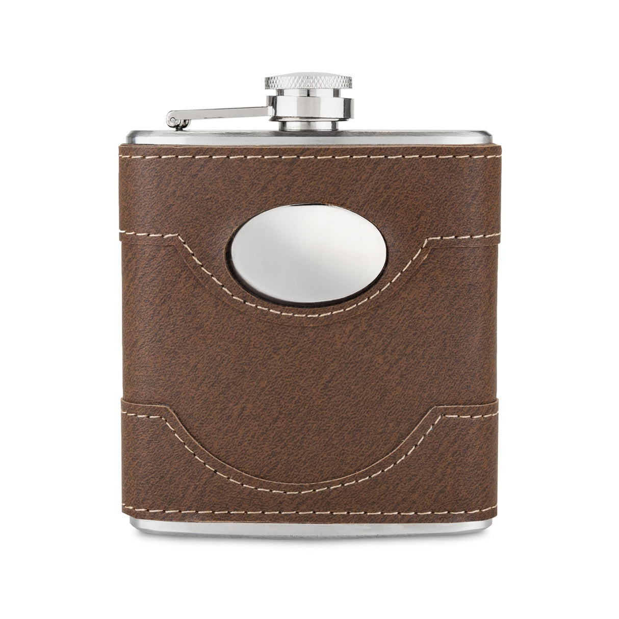 Flask - Stainless Steel & Faux-leather Wrap Bootlegger 6oz