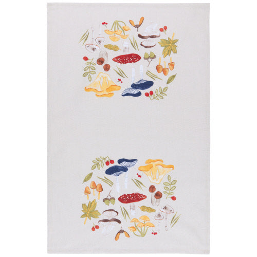 Field Mushrooms Printed Cotton Dishtowel