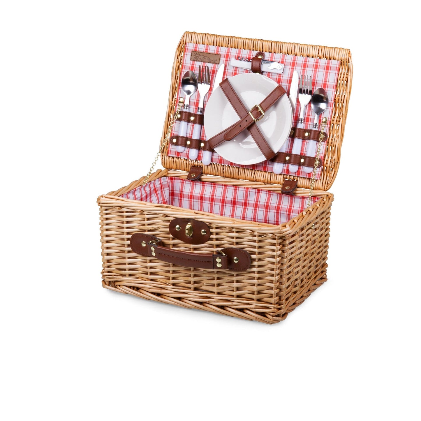 Catalina Picnic Basket - Red/White Plaid - Service For 2