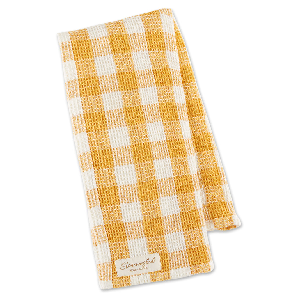 Checker Washed Waffle Dishtowel Butterscotch