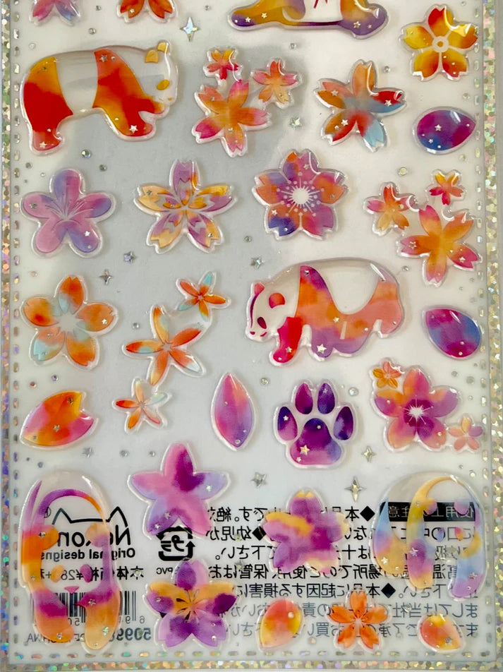 Stickers Sakura Panda Rainbow Flower