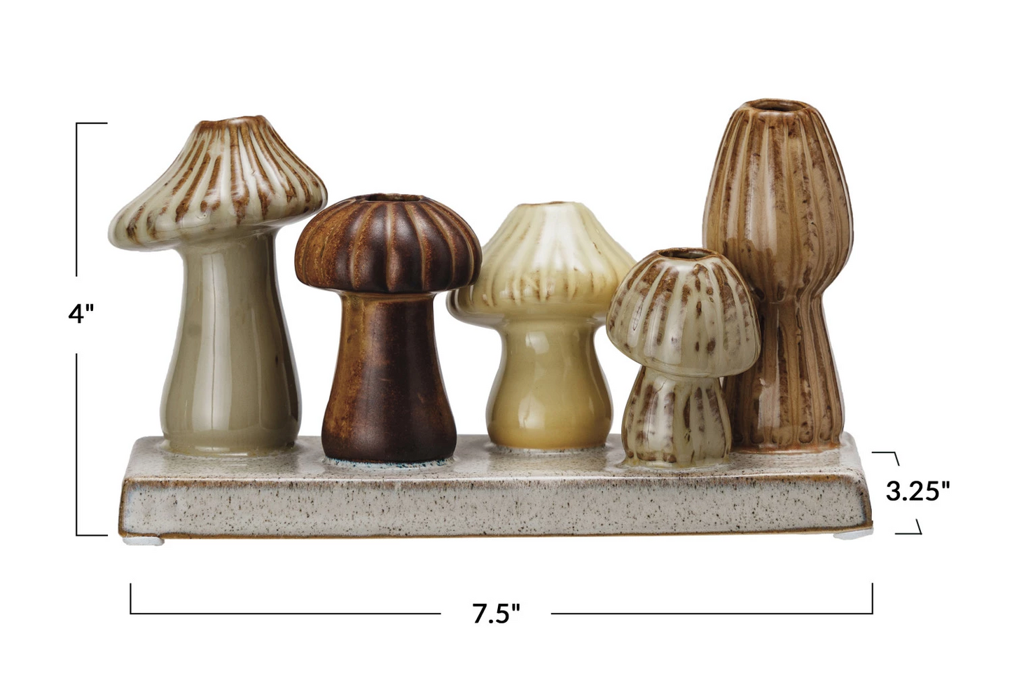 Vase Stoneware Mushrooms Shaped 5 Shapes on Base