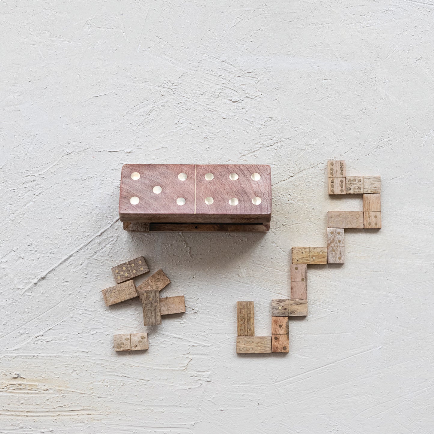 Dominoes Mango Wood Brass Inlaid Tiles