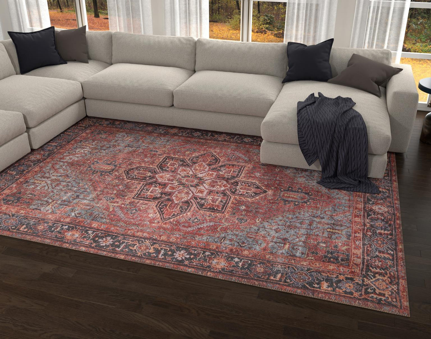 London Anna Red Washable Rug Runner 2'6" x 7'6"
