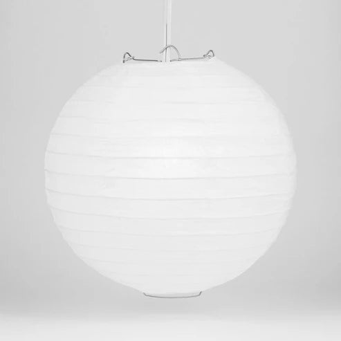 White Paper Lantern Even Ribbed 24"
