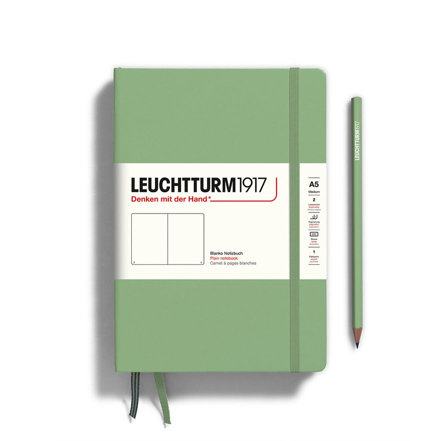 Notebooks - Medium (A5) Sage Hardcover Plain