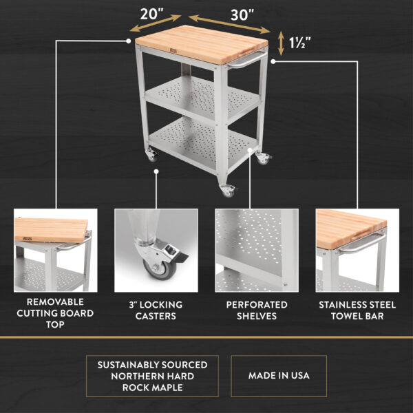 Kitchen Cart Island Cucina Culinart Maple Top