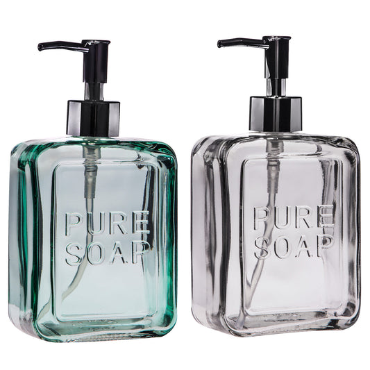 Soap Dispenser Embossed Glass 20 Oz - 2 variations - Sold Individually