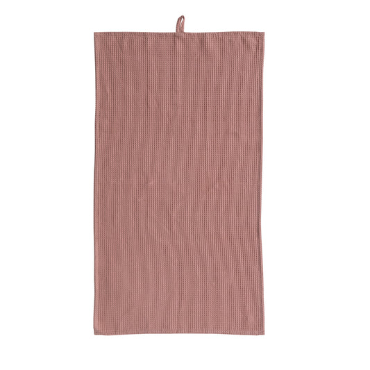 Oversized Woven Linen & Cotton Waffle Tea Towel w/ Loop Putty Color