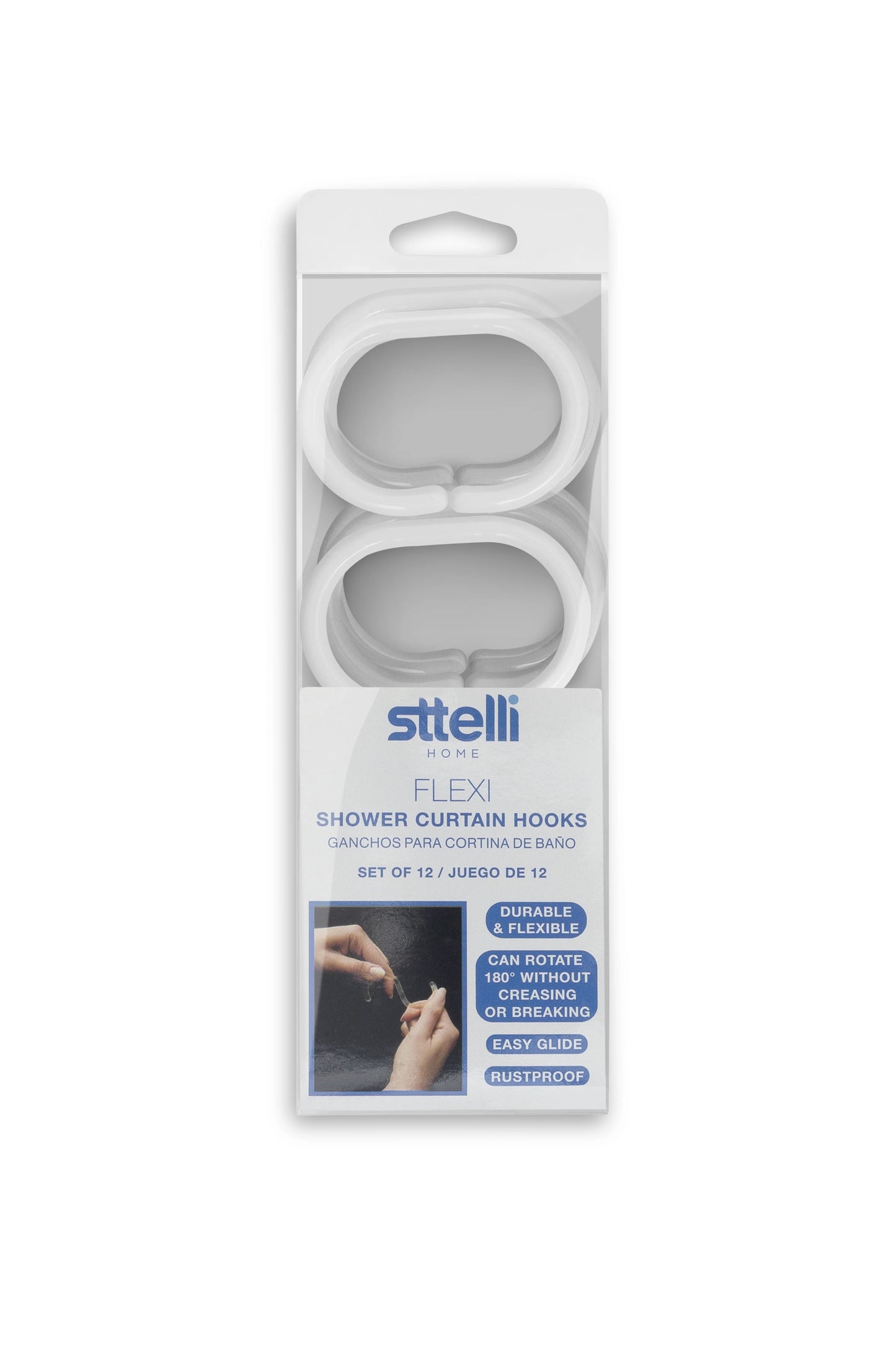 Shower Curtain Rings - Flexi - White