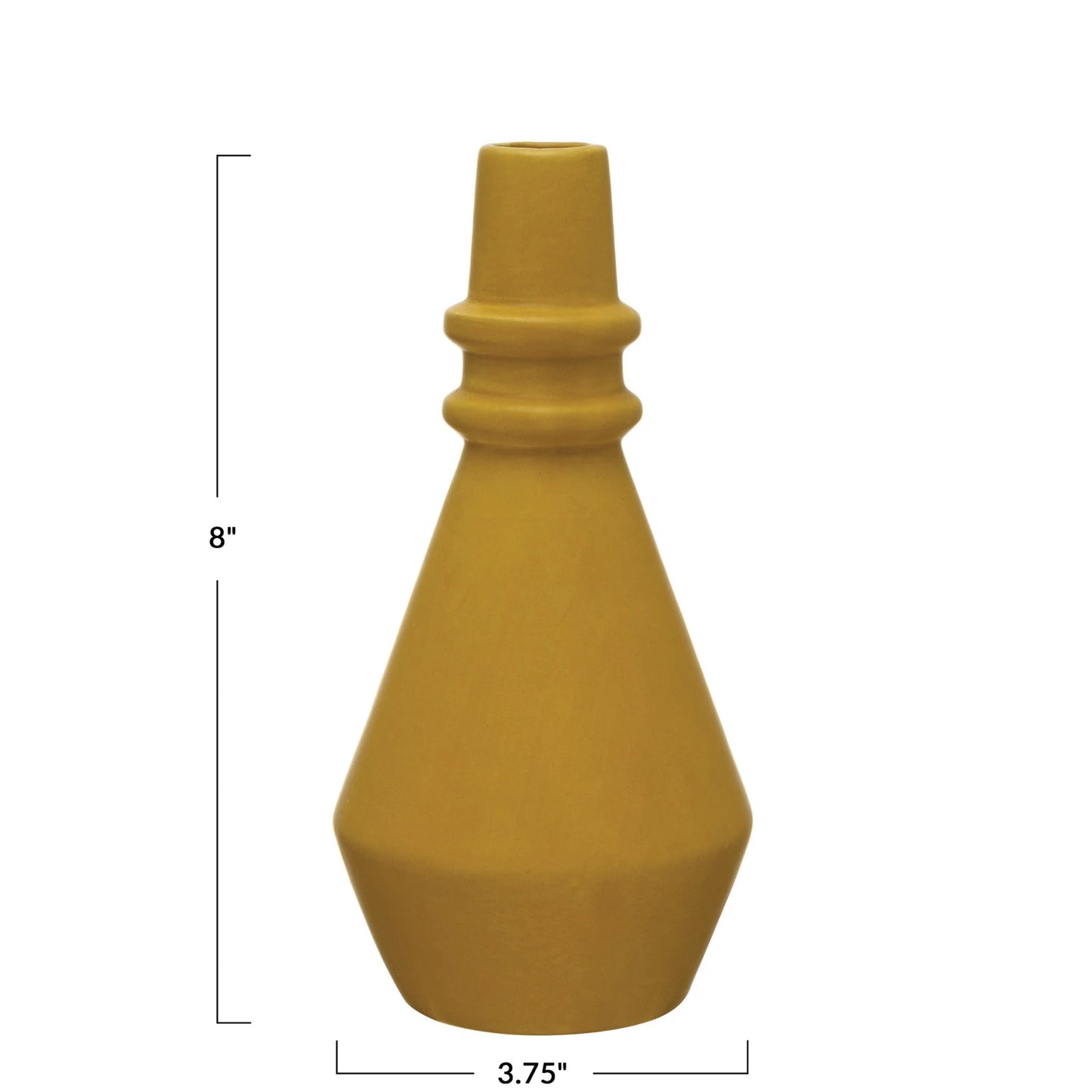 Vase Stoneware Round Base Mustard 8"h
