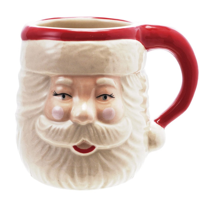 Holiday - Mug - Stoneware - Santa Head Shape - Red & White