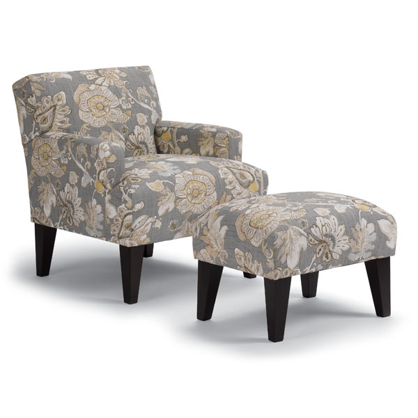 Randi Ottoman in Desert Fabric & Dark Walnut Leg