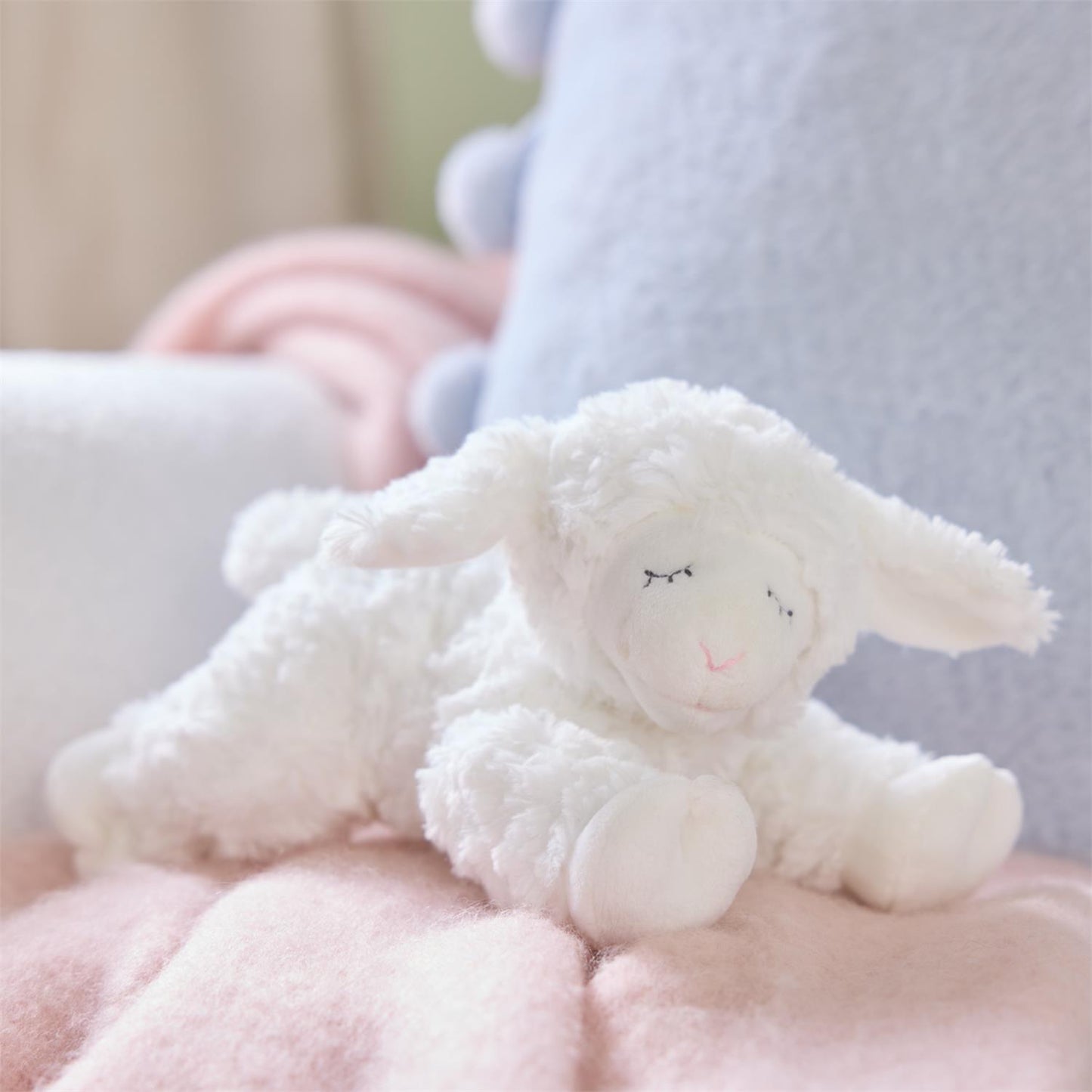 Plush Sustainable Lamb Rattle Winky White 7"