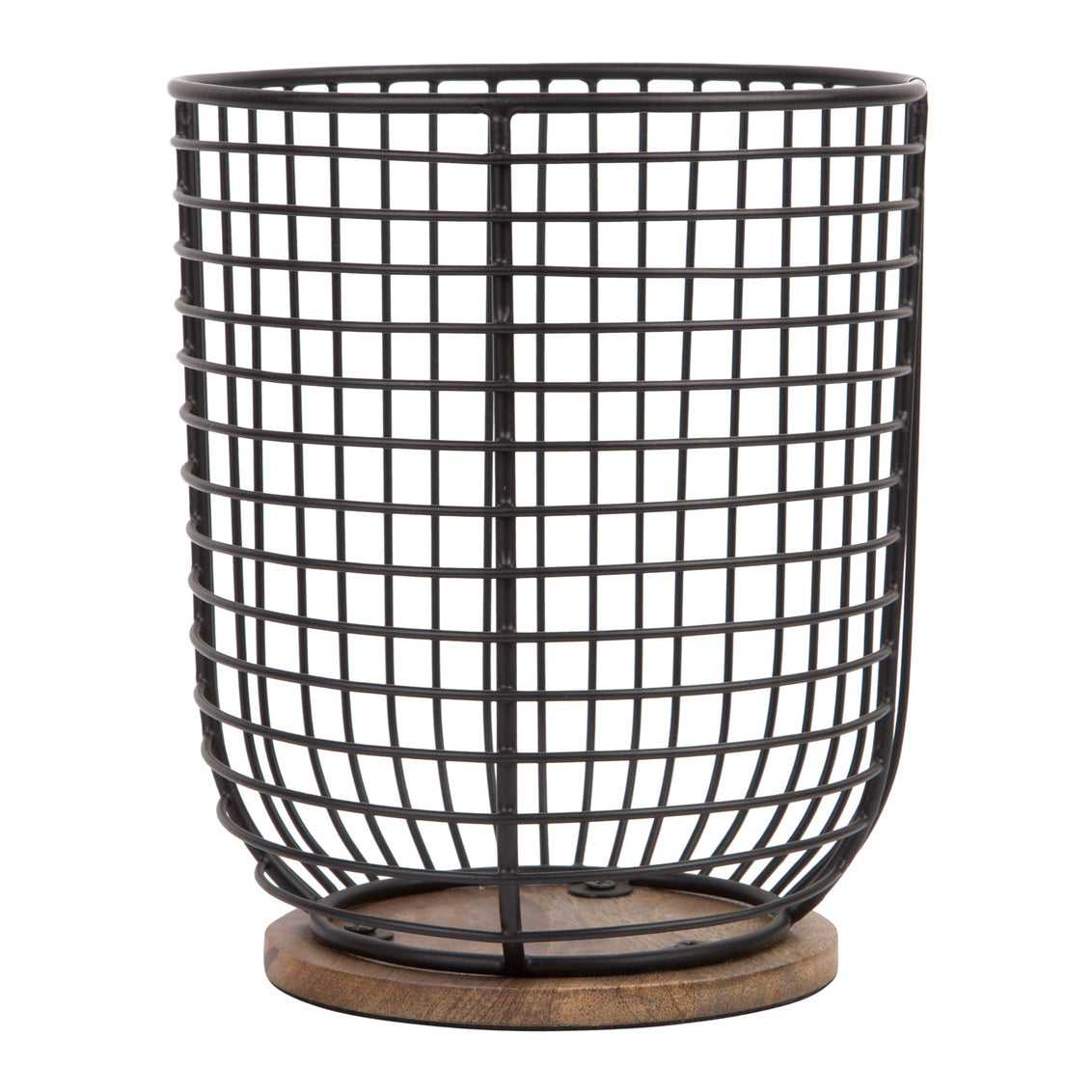 Black Wire Utensil Crock Wood Base