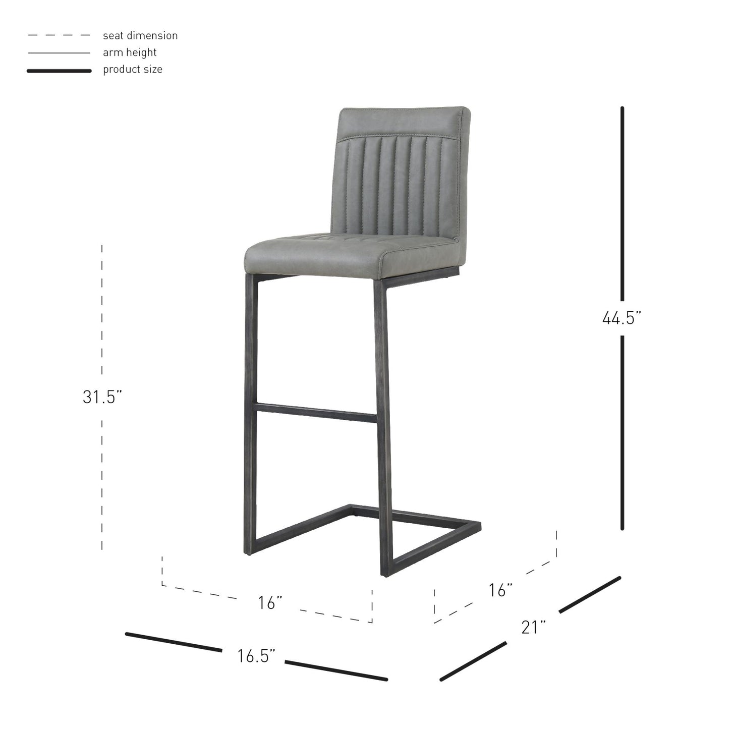 Ronan Polyurethane Bar Stool Antique Graphite Grey