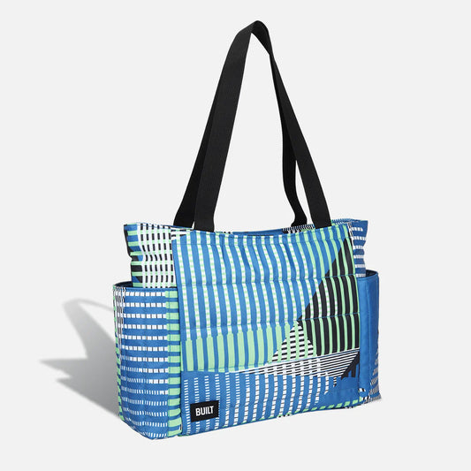 Puffer Lunch Tote - Ink Blue Triangle Geo