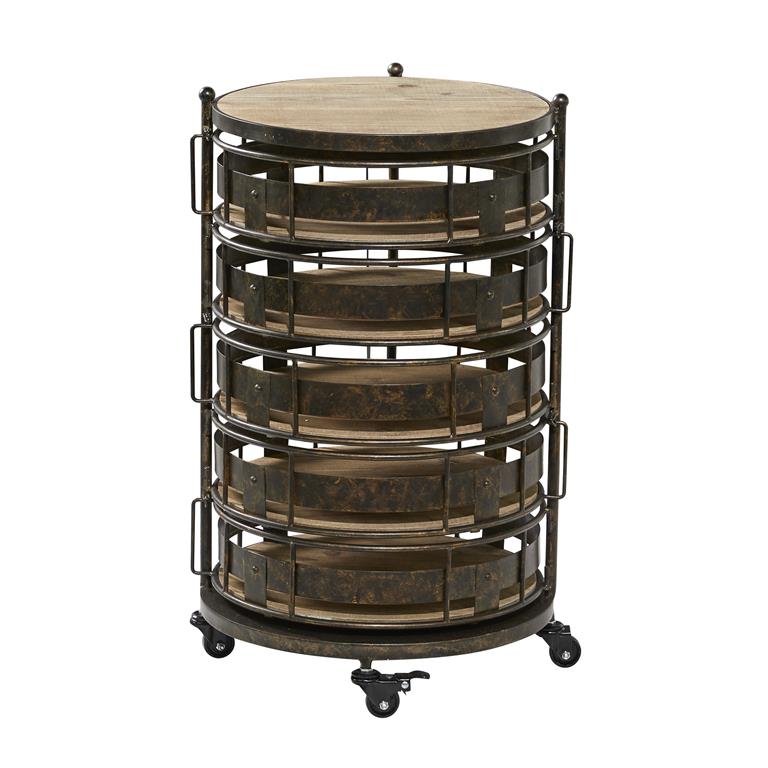 Brown metal Kitchen Rolling Cart - 6 Shelves