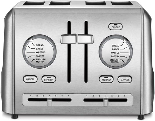 4 Slice Custom Select Silver Stainless Steel Toaster