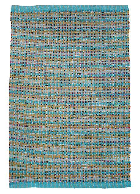 Kochi Rag Rug Cotton Aqua 2' x 3'