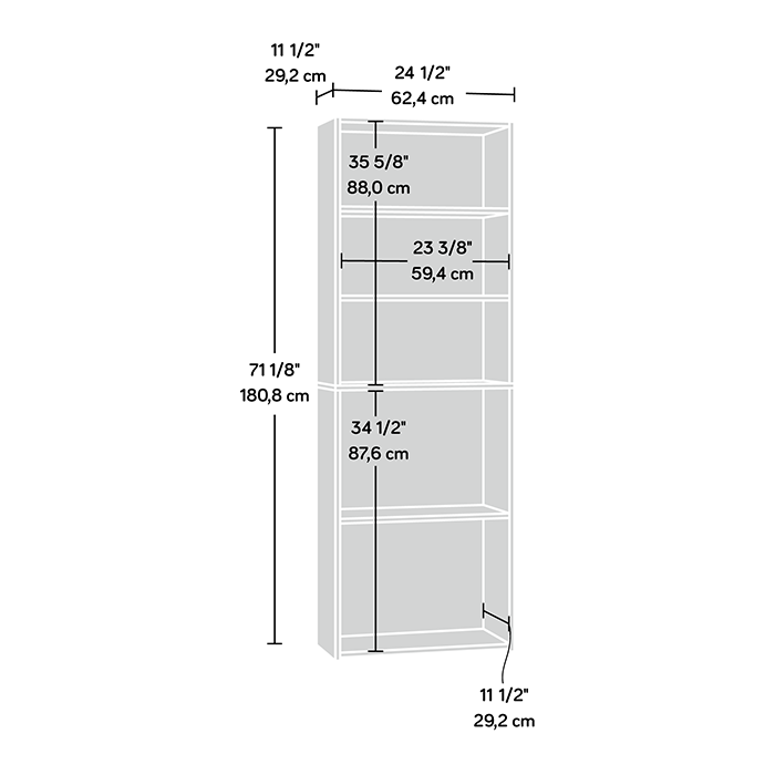 Beginnings Bookcase Soft White Five Shelf