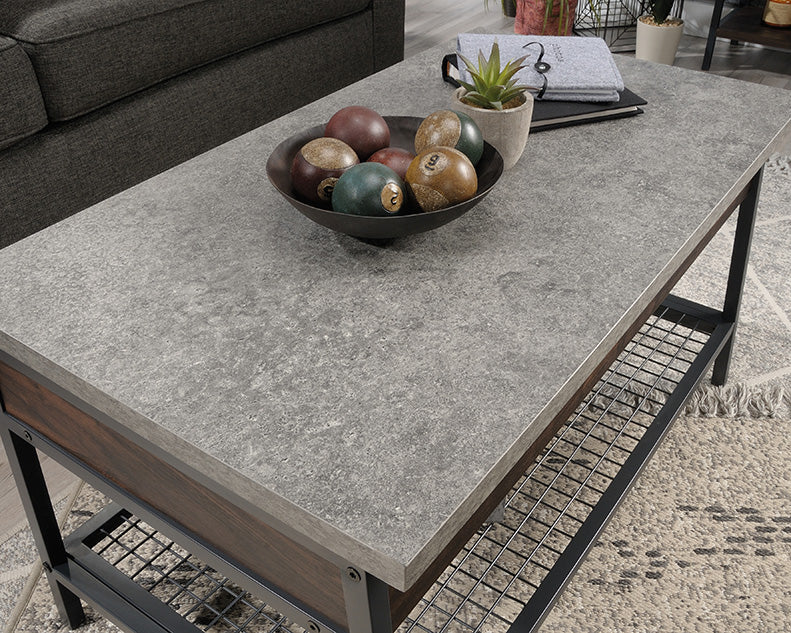 Lift-top Coffee Table Market Commons in Rich Walnut and Slate Grey