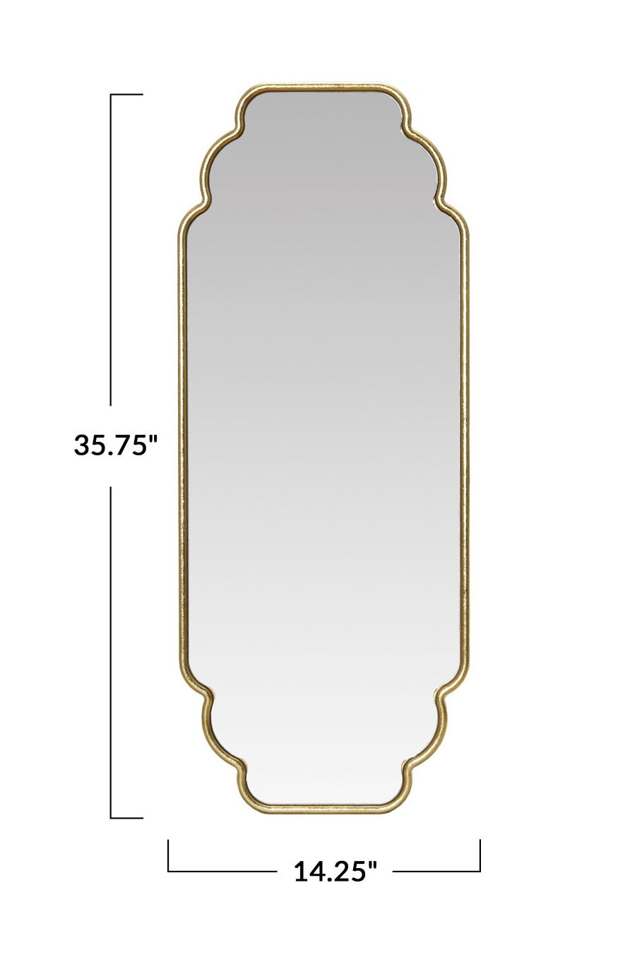 Mirror Metal Scalloped Frame Gold Finish 14.25" x 35.75"