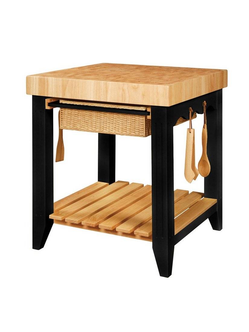 Kitchen Island Color Storey Black Butcher Block Top 30 X 30 X 36.25