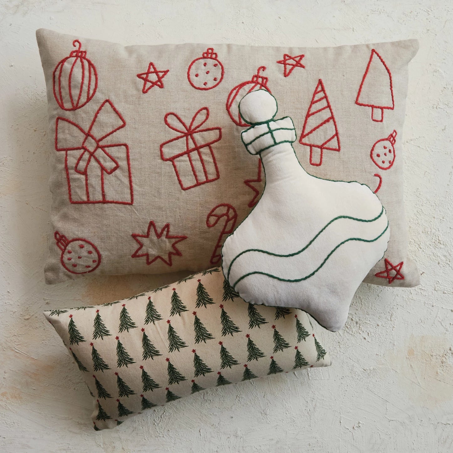 Pillow Lumbar Holiday Cotton Printed Stonewashed 16"L x 9"H