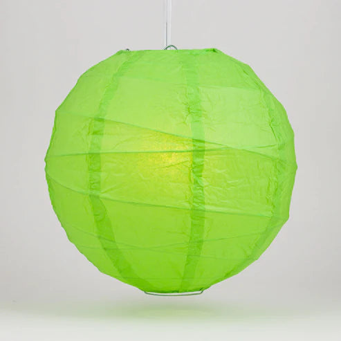 Paper Lantern Irregular Ribbed 16" Color Grass Green