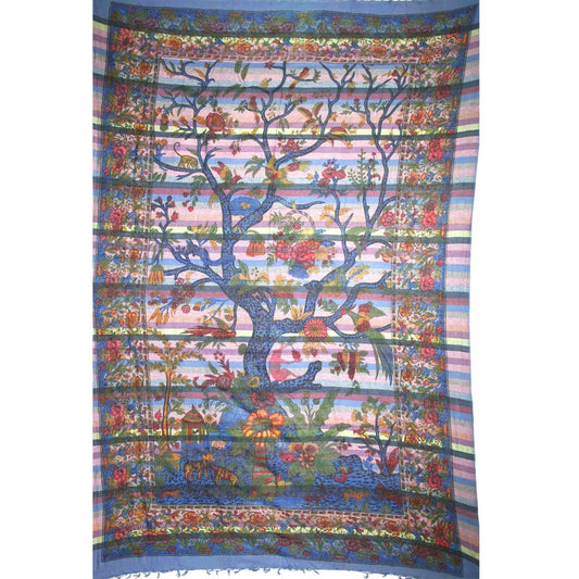 Tapestry Full Size Overprint Madras Tree Of Life Green
