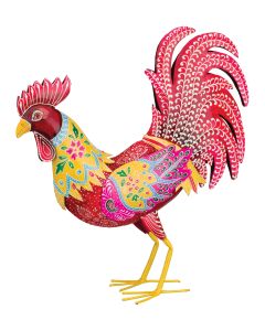 Metal Decor - Henna Rooster Yellow/Red
