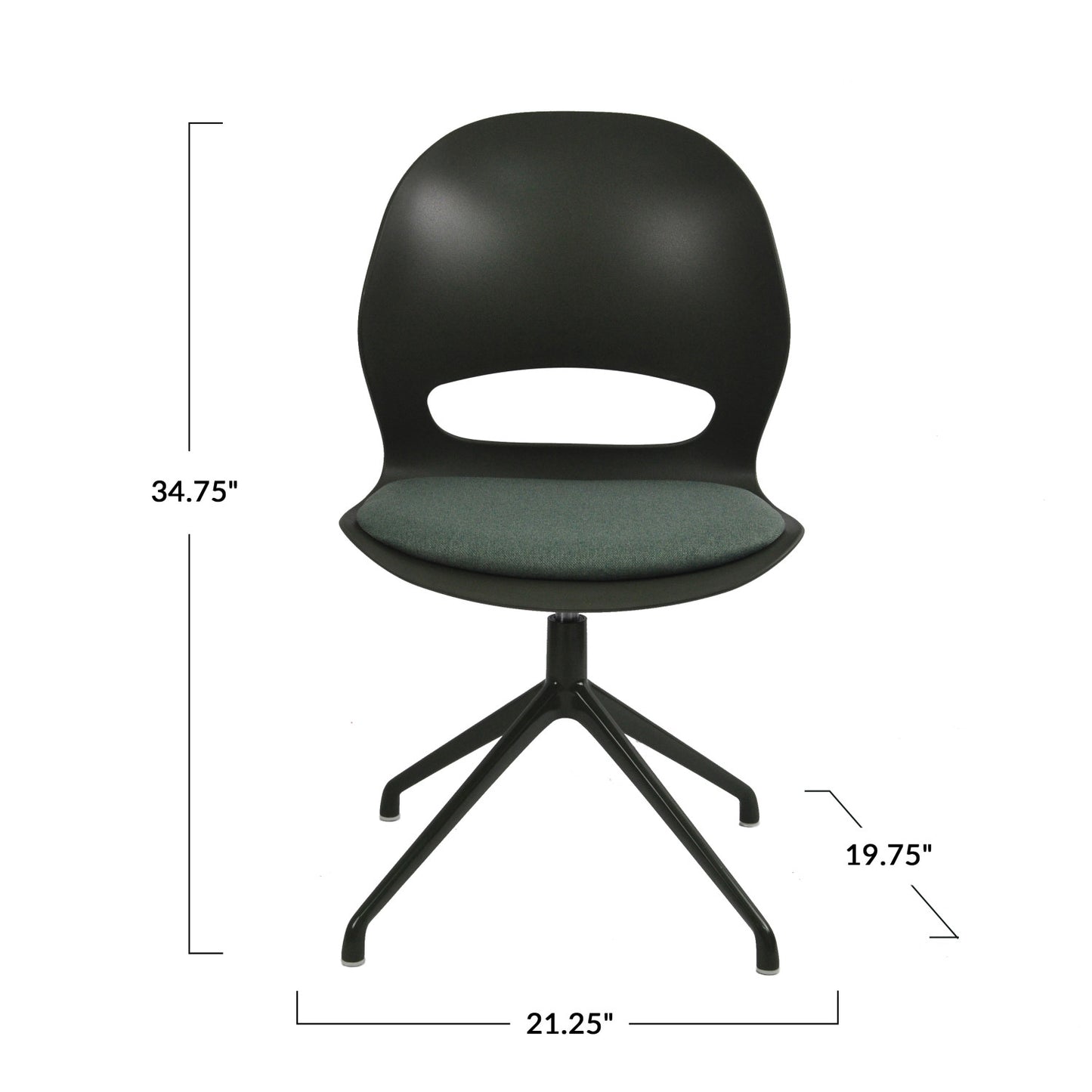 Desk Swivel Chair Fabric Upholstered Seat, Green & Grey, KD