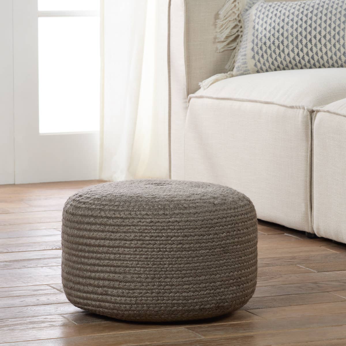 Saba Solar Santa Rosa Pouf in Grey
