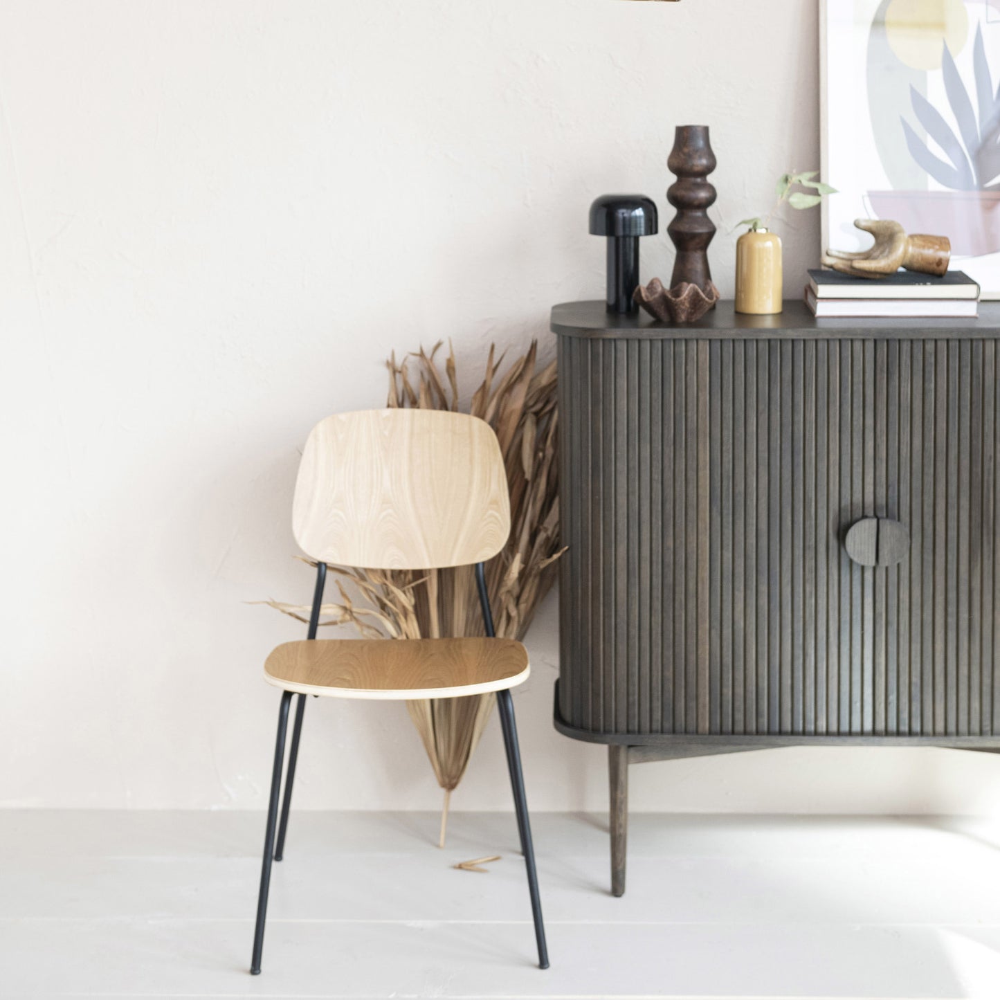 Dining Chair Beech Wood & Metal