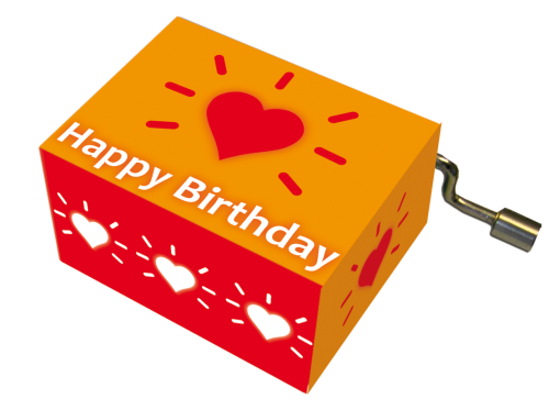 Music Box - Happy Birthday - Heart with Aureola Orange