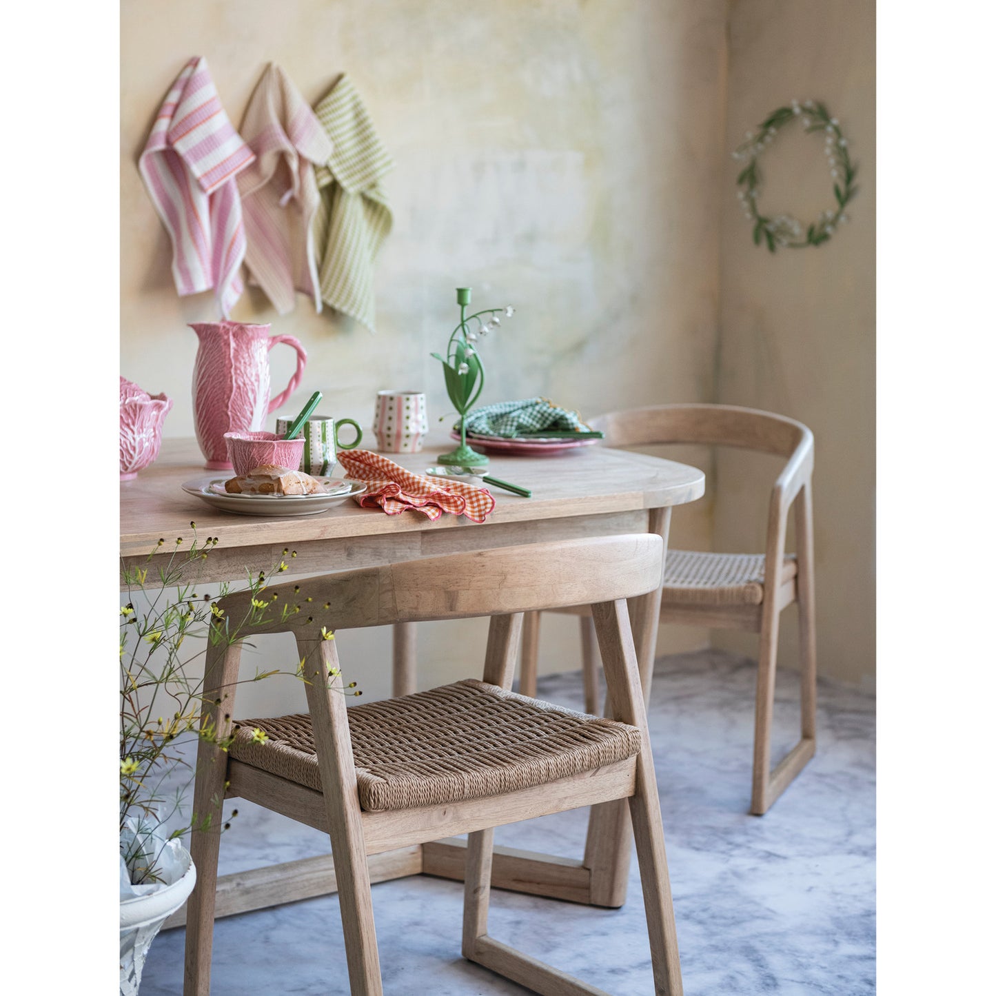 Dining Table Rubberwood Natural 78.75" Long