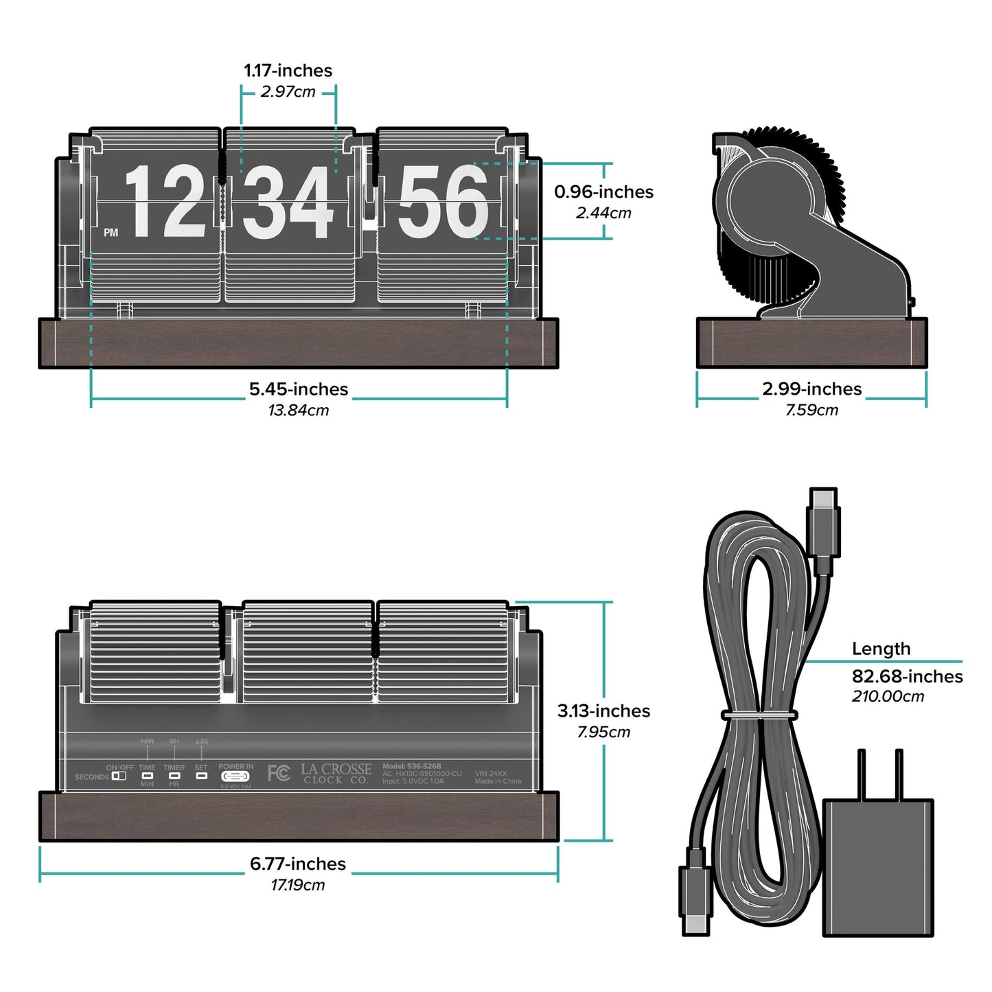 Flip Clock Rollins Mechanical - Black